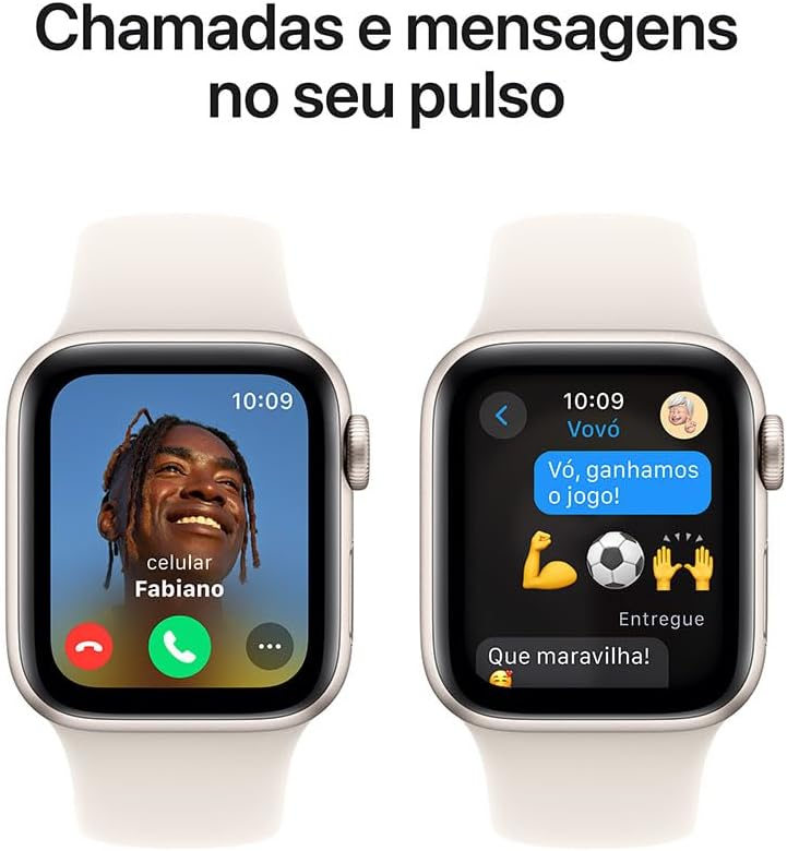 Apple Watch SE GPS • Caixa estelar de alumínio – 40 mm • Pulseira esportiva estelar – P/M - Imagem 4