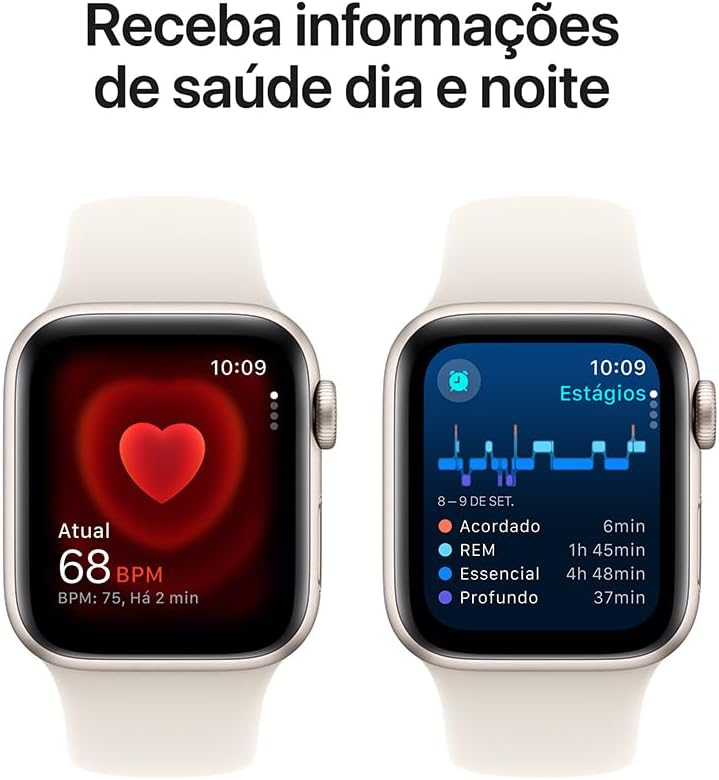 Apple Watch SE GPS • Caixa estelar de alumínio – 40 mm • Pulseira esportiva estelar – P/M - Imagem 5