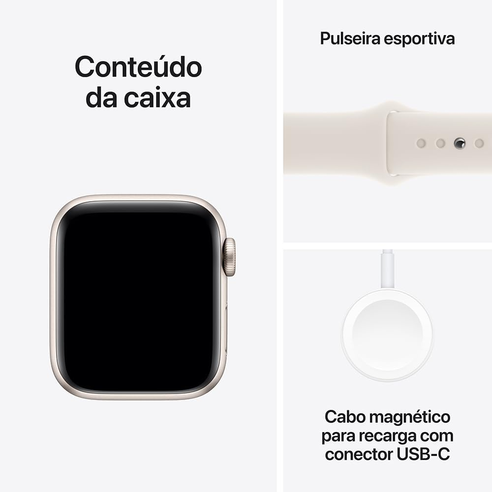 Apple Watch SE GPS • Caixa estelar de alumínio – 40 mm • Pulseira esportiva estelar – P/M - Imagem 6