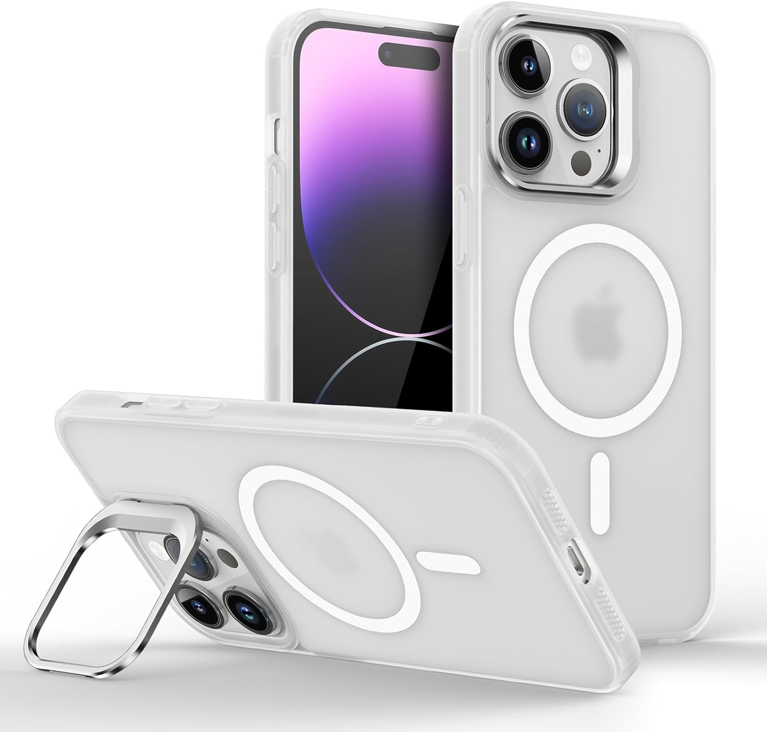 Capinha Capa Case tecnológica Premium Para iPhone 15 Plus de 6,7 polegadas - Anti impacto e proteção para câmeras com suporte retrátil e acabamento Micro-Mate Fosco que repele marca de dedos - Imagem 2