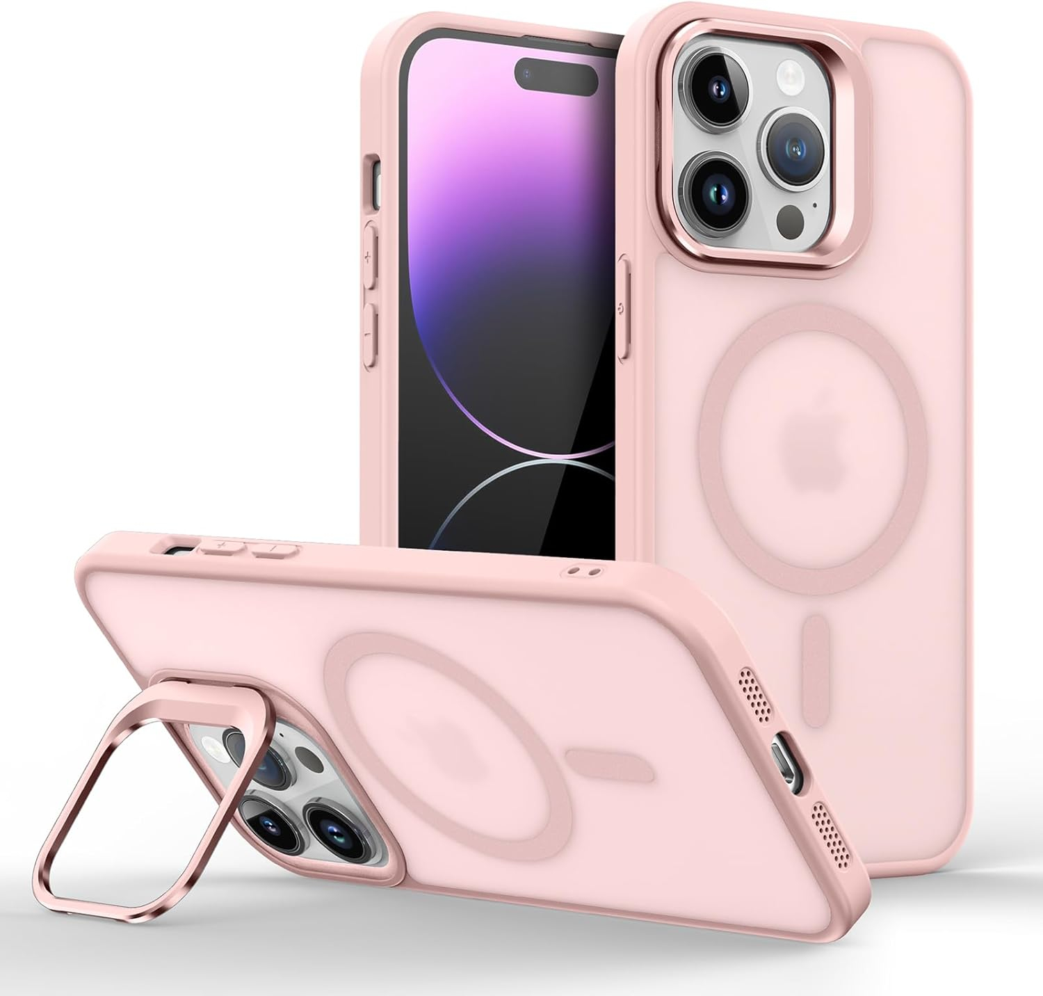 Capinha Capa Case tecnológica Premium Para iPhone 15 Plus de 6,7 polegadas - Anti impacto e proteção para câmeras com suporte retrátil e acabamento Micro-Mate Fosco que repele marca de dedos - Imagem 3